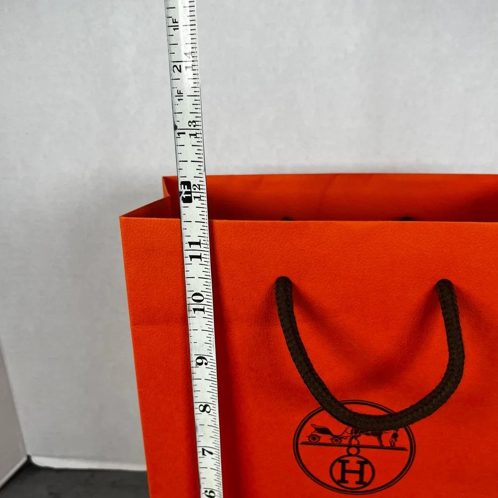 Hermes Paris Orange Paper Shopping Bag Small Medium Boutique Gift Bag 11.25x8.25